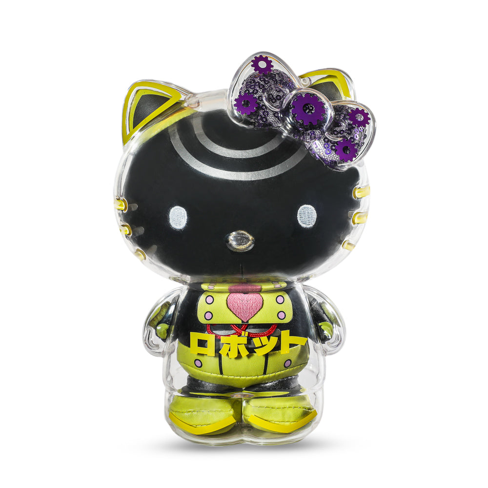 Hello Kitty 8 Inch Plush Clear Shell Robot Figure - Black and Yellow Edition - Kidrobot - Front View