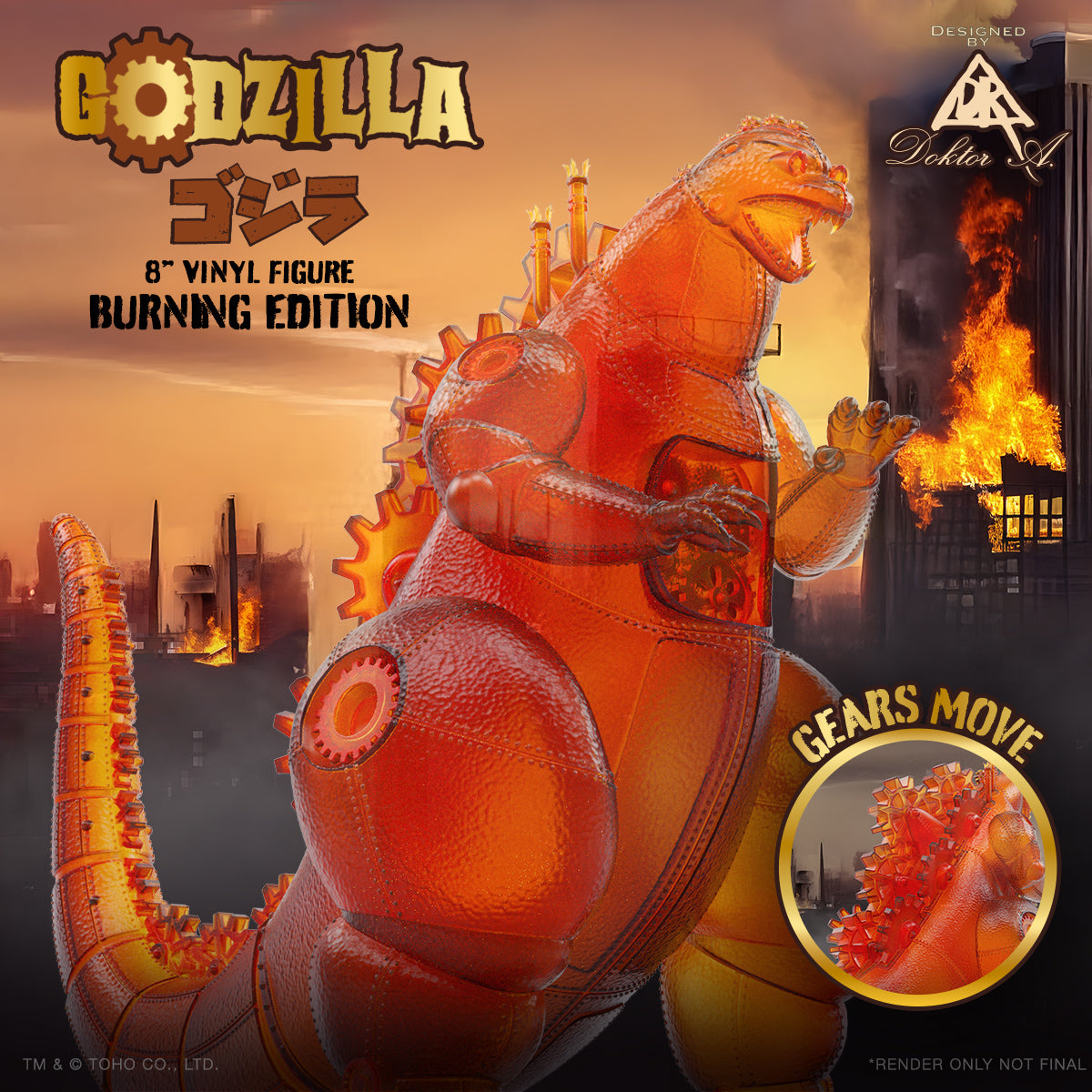 Godzilla x Doktor A Godzilla Vinyl Art Figure Burning Edition