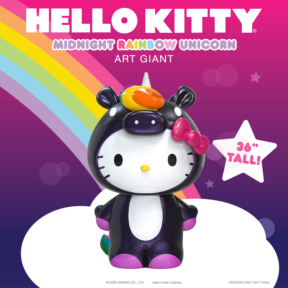 Hello Kitty® Midnight Rainbow Unicorn 36" Art Giant - Kidrobot