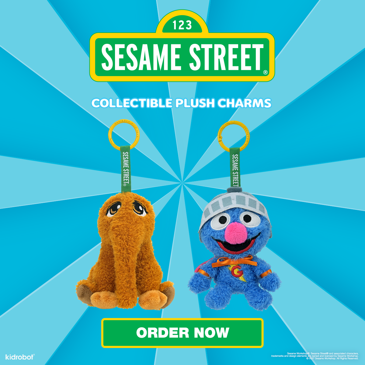 Sesame Street - Mr. Snuffleupagus and Super Grover Plush Charm Bundle on Kidrobot.com