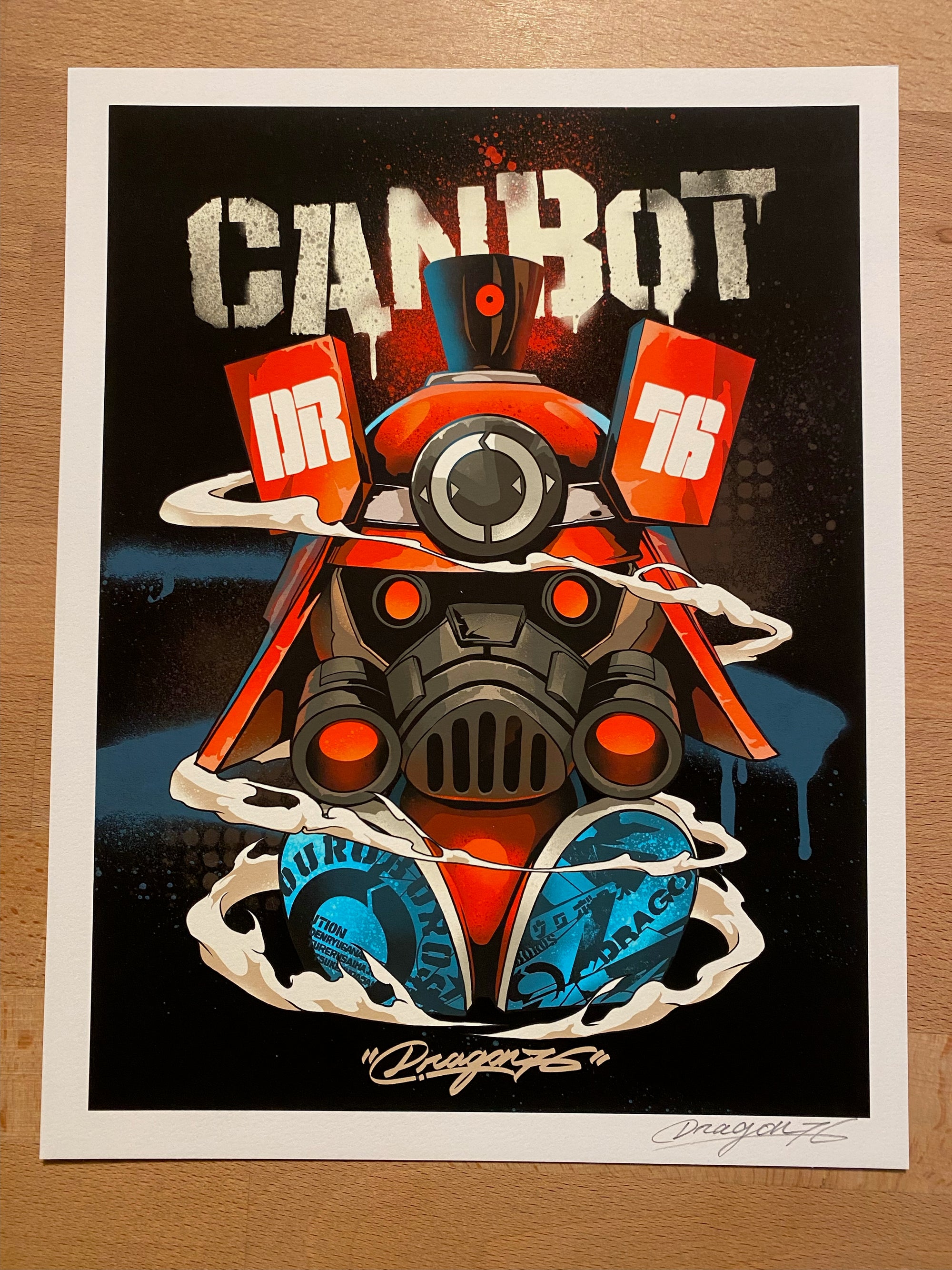 Dragon76 DR76 Red Canbot 5.5" Vinyl Art Figure with Signed Print – Limited Edition of 100 (Kidrobot.com Exclusive) - Kidrobot