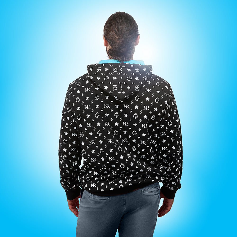 Kidrobot Signature Hoodie in large size, limited edition 2023 Con exclusive, featuring unique branding and design details.
