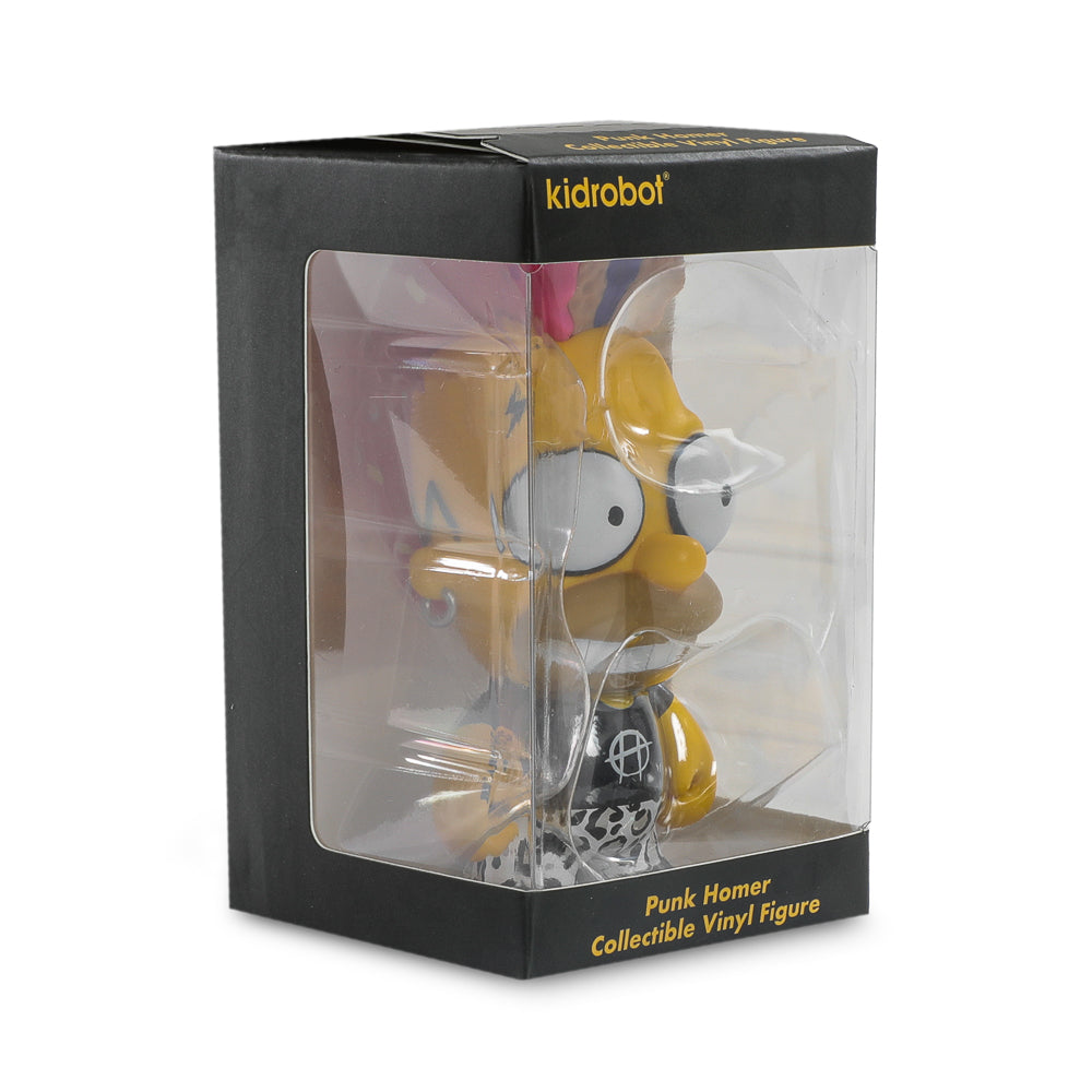 Limited edition Pink Glaze Homer Simpsons Donut Riot Punk vinyl mini figure, 3-inch collectible from The Simpsons series.