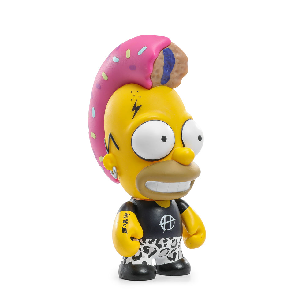 Limited edition 2025 The Simpsons Donut Riot Punk Homer 3" vinyl mini figure in pink glaze, exclusive collectible sold out.