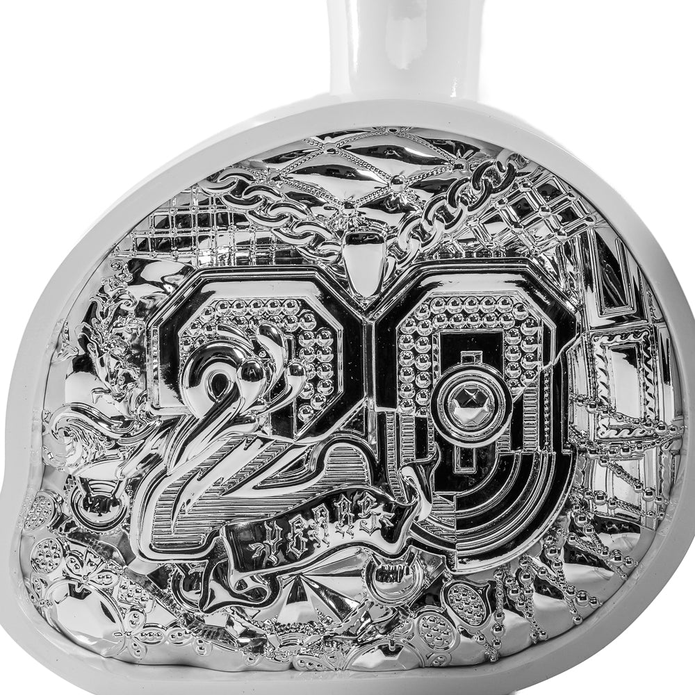 White and silver 12-inch Dunny art figure "Crown Jewels" by Tristan Eaton, limited edition of 300, celebrating 20th anniversary.