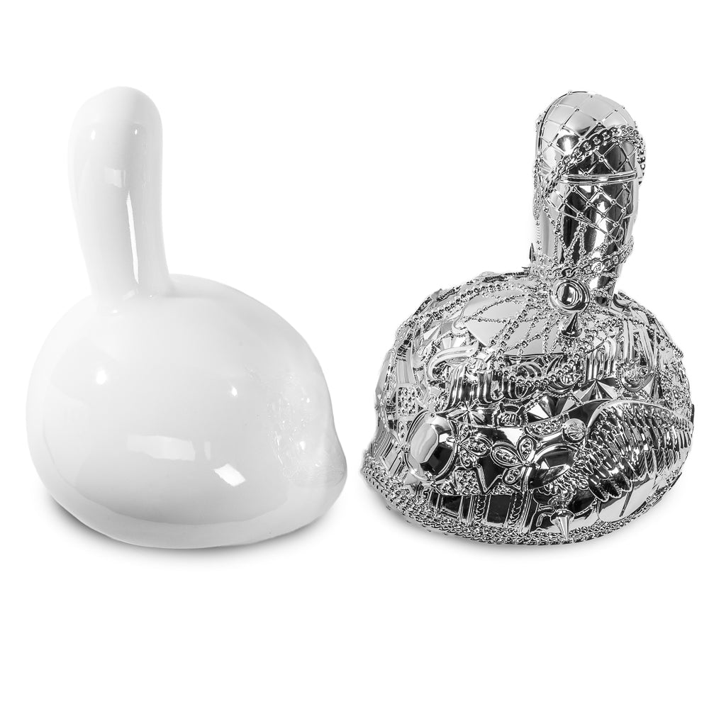 20th Anniversary Dunny Head 12-inch art figure by Tristan Eaton, "Crown Jewels" white and silver limited edition.