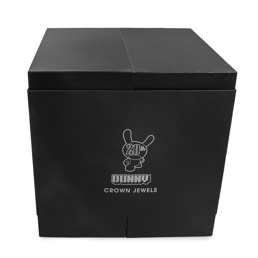 12-inch Dunny art figure "Crown Jewels" by Tristan Eaton, white and silver edition, limited to 300 pieces, collectible toy art.