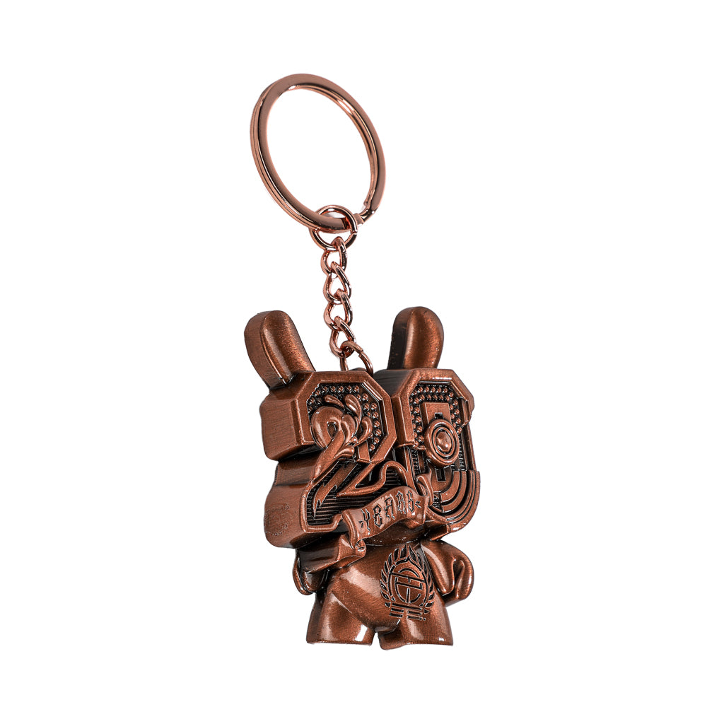 20th Anniversary Copperchrome Metal Dunny keychain by Tristan Eaton, limited edition of 200, featuring a detailed collectible design.