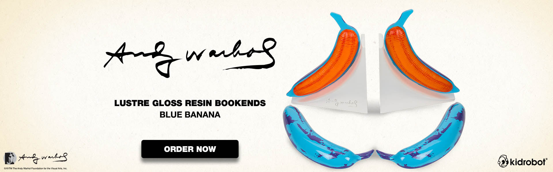 Andy Warhol 10” Lustre Gloss Resin Bookends - Blue Banana