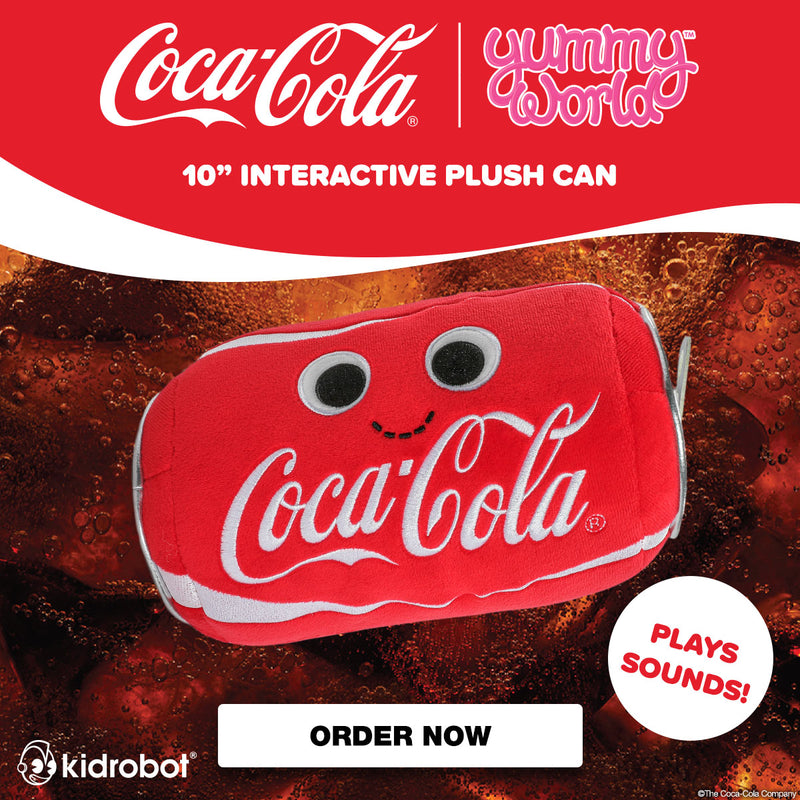 Coca-Cola x Yummy World Interactive Plush Coke Can with Sound - Pre-order now at Kidrobot.com