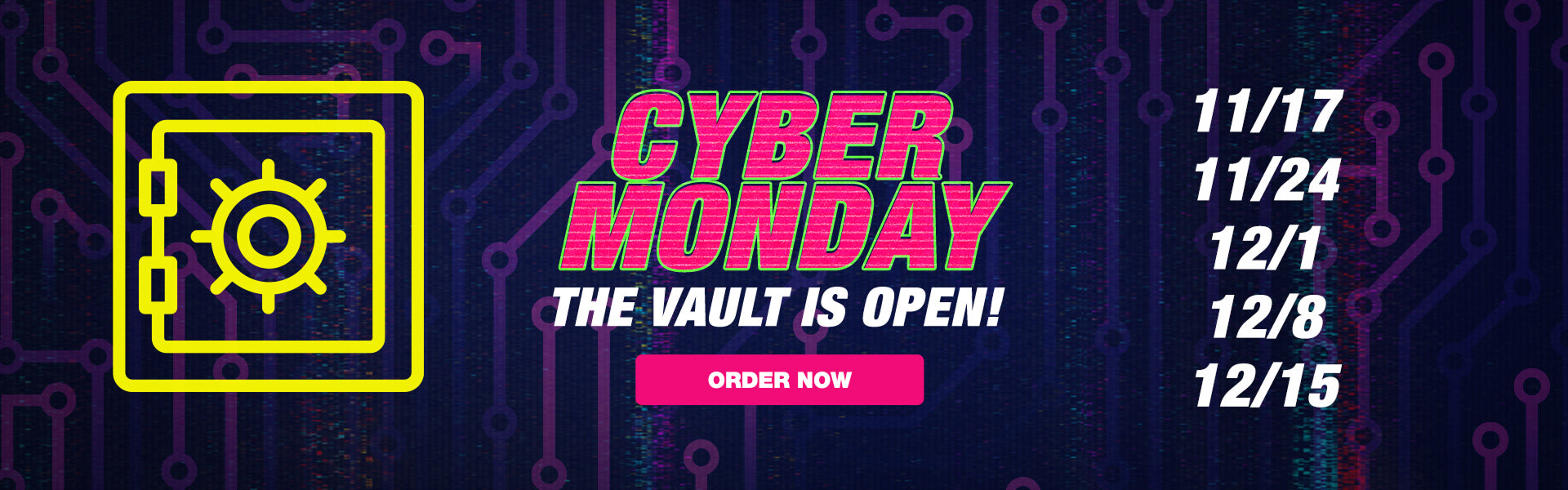 Promotional graphic for Kidrobot's 2025 Cyber Monday Vault Sale!  The Vault is Open!