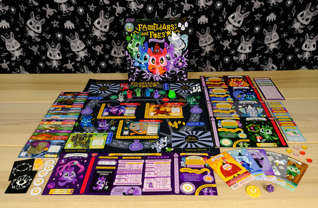 Horrible Adorables Familiars and Foes: A Spellbinding Cooperative Board Game - Game Spread with Box