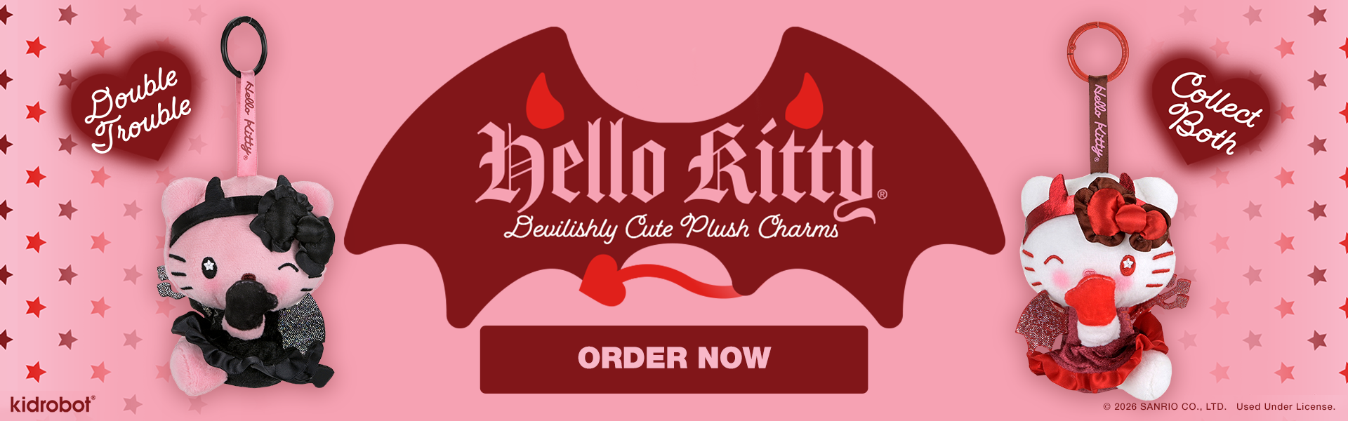 Hello Kitty® Devilishly Cute Plush Charm 2-Pack Bundle - SDCC Debut on Kidrobot.com