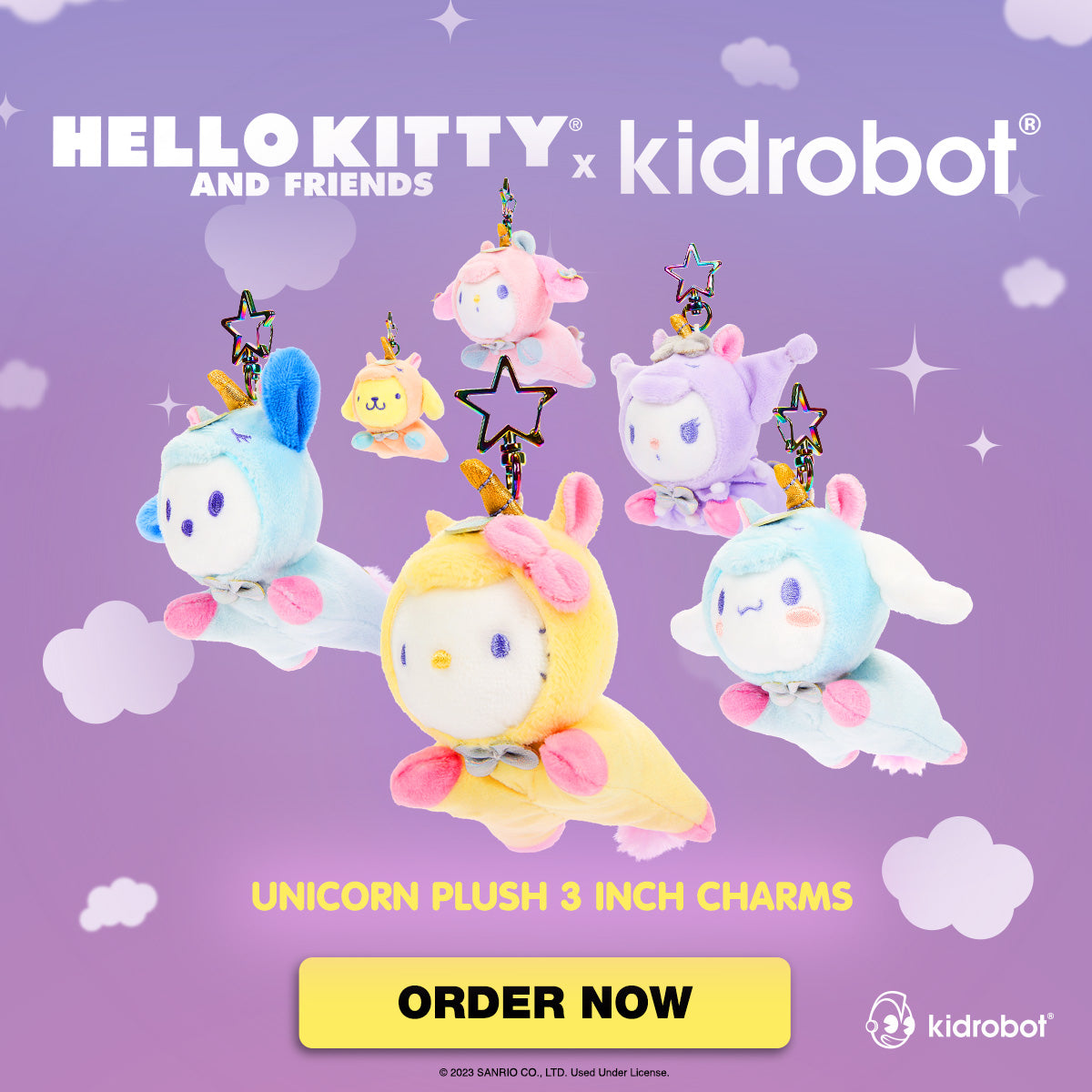 Hello Kitty® and Friends Unicorn 3" Plush Charms