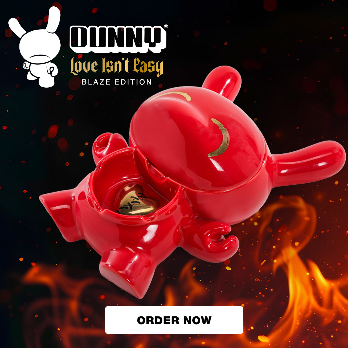 L.I.E. (LOVE ISN’T EASY) Dunny Ceramic Ashtray: BLAZE Edition - Kidrobot