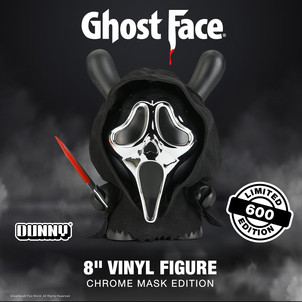 Ghost Face 8" Dunny Vinyl Art Figure - Chrome Mask Edition - Kidrobot