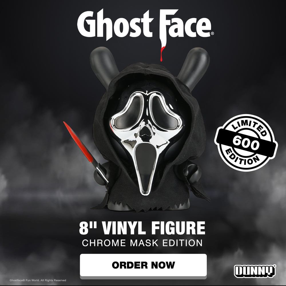 Ghost Face 8" Dunny Vinyl Art Figure - Chrome Mask Edition - Kidrobot