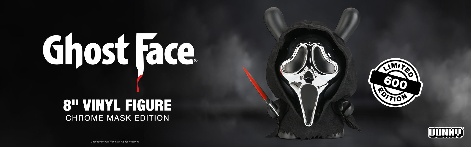 Ghost Face 8" Dunny Vinyl Art Figure - Chrome Mask Edition - Kidrobot