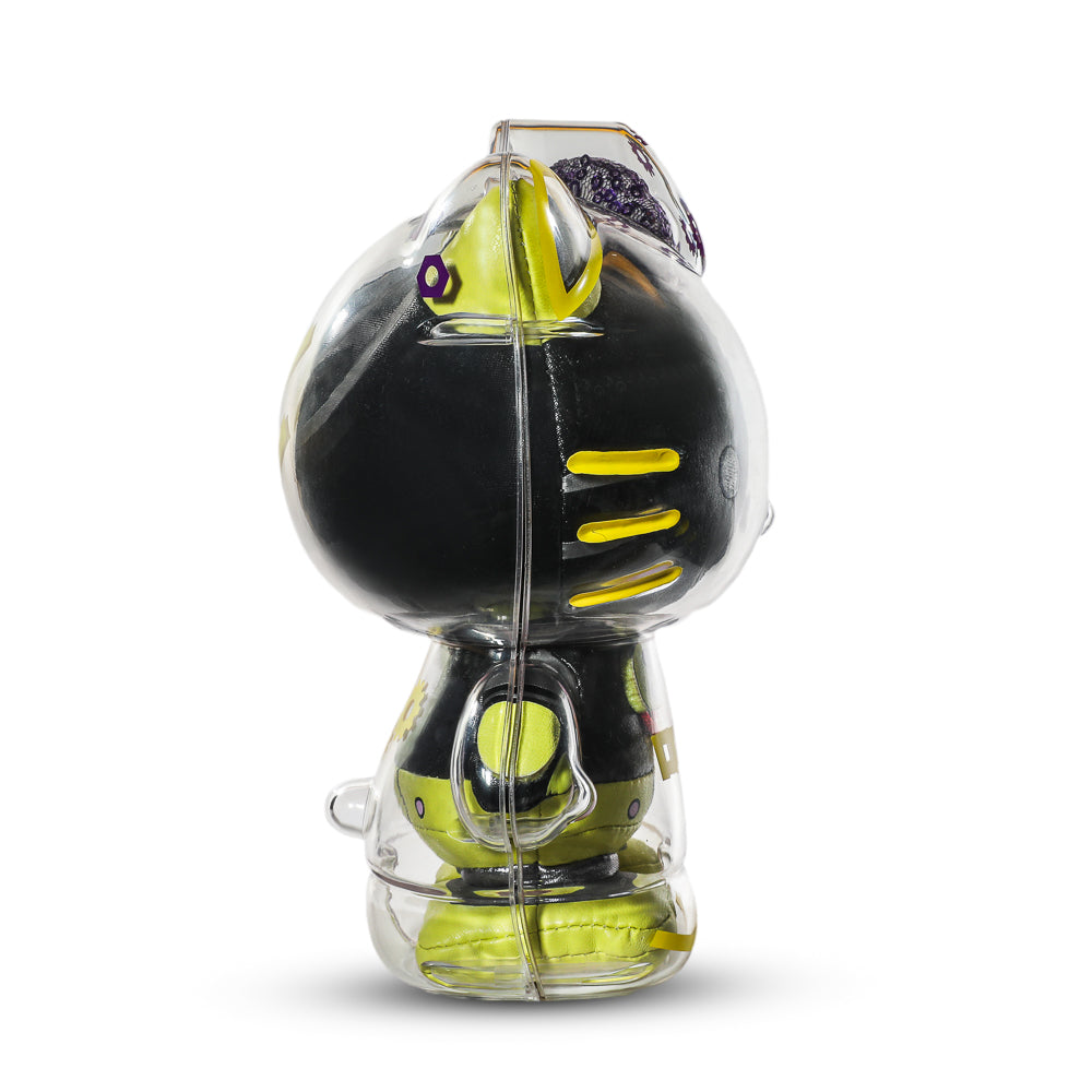 Hello Kitty 8 Inch Plush Clear Shell Robot Figure - Black and Yellow Edition - Kidrobot - Side View