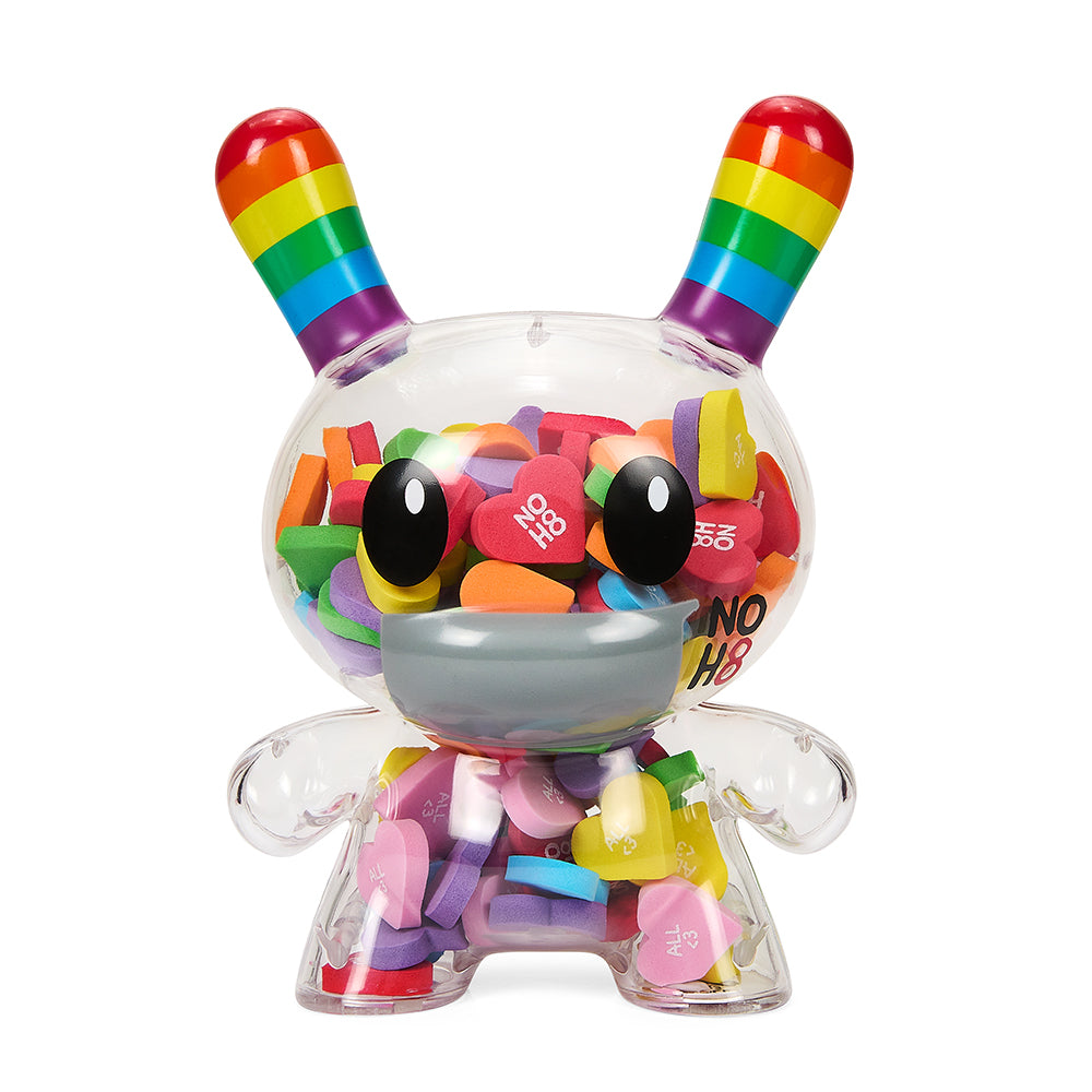 Kidrobot x NOH8 "All <3 NOH8" 8” Rainbow Clear Shell Dunny Filled with Hearts - Kidrobot