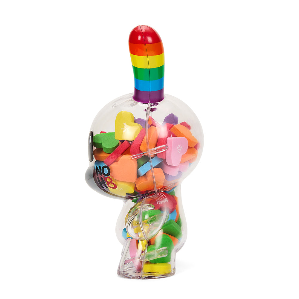 Kidrobot x NOH8 "All <3 NOH8" 8” Rainbow Clear Shell Dunny Filled with Hearts - Kidrobot