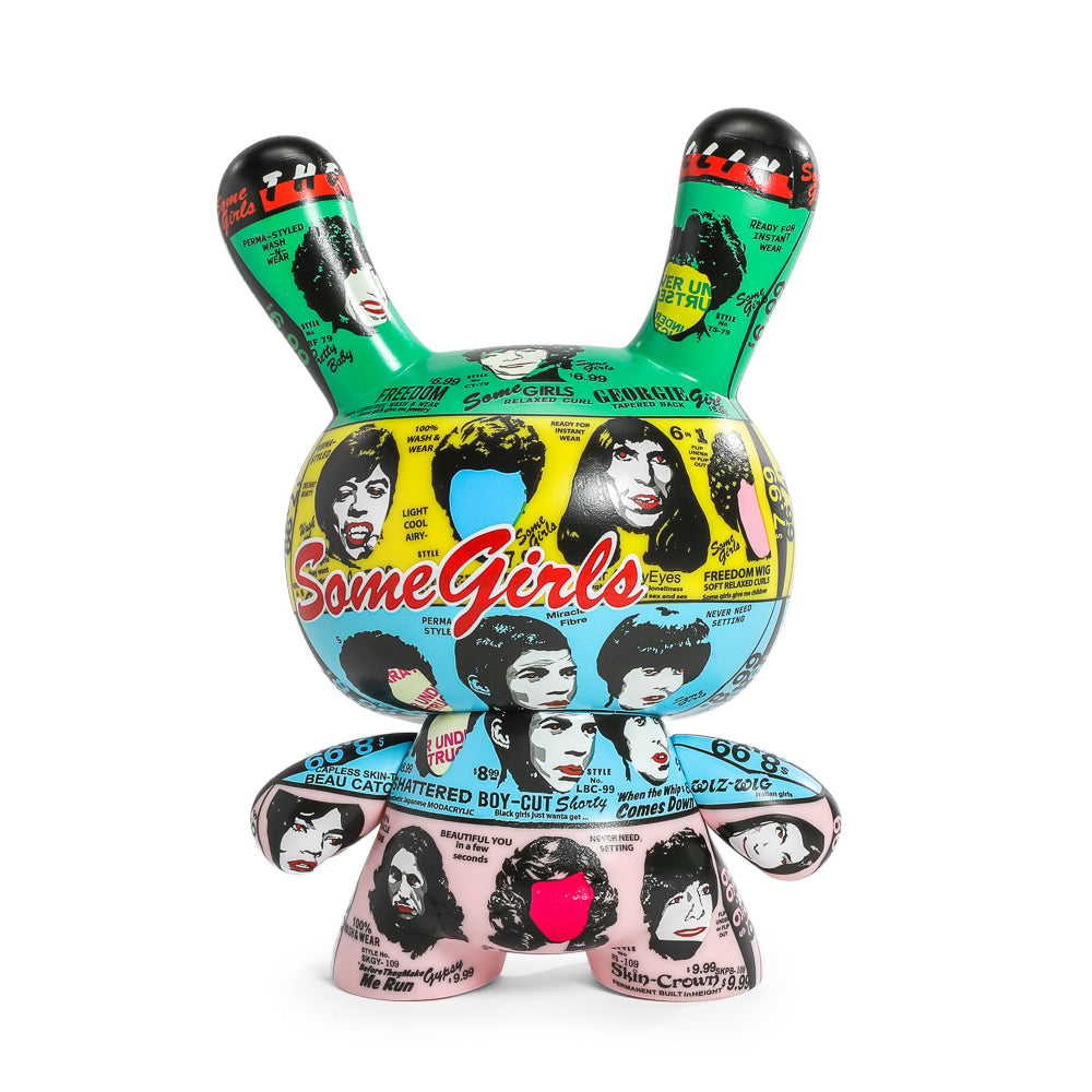 8-inch Dunny figure featuring The Rolling Stones Some Girls album art, limited edition collectible with detailed design.