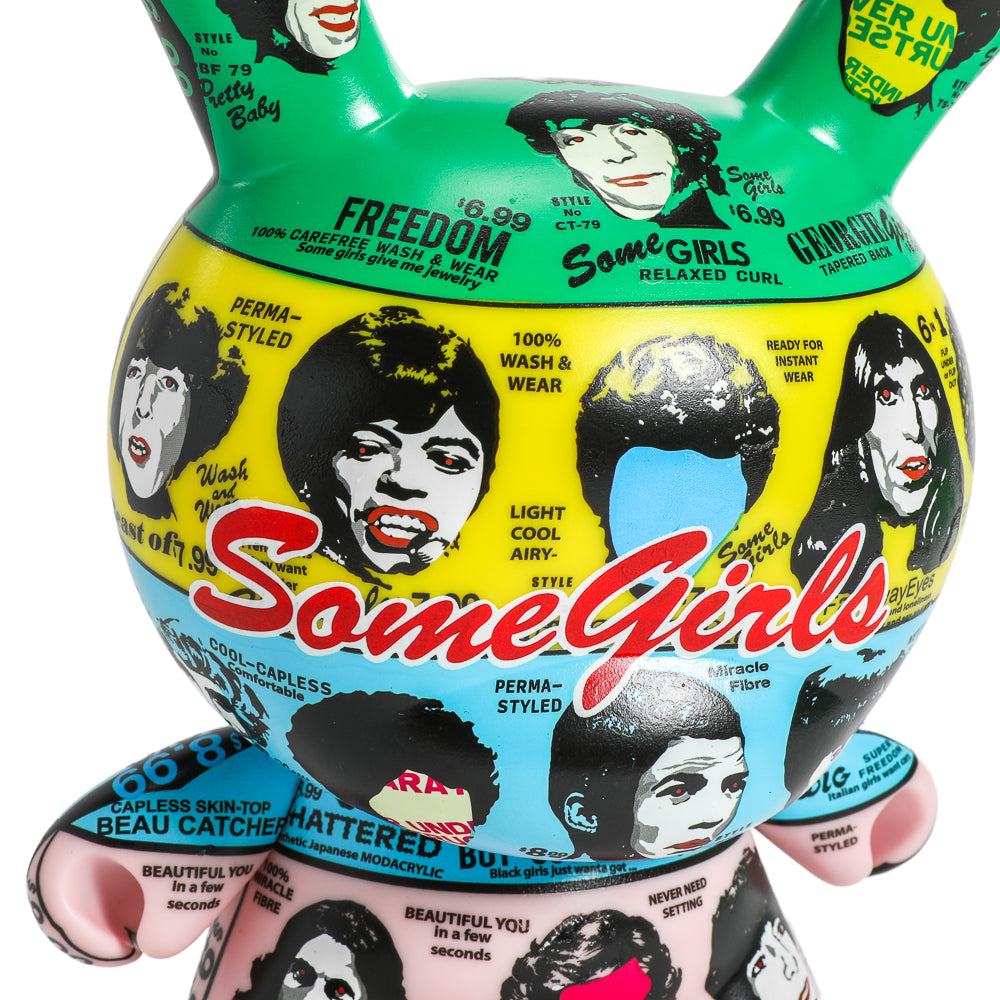 8-inch Dunny figure featuring The Rolling Stones Some Girls album art, with vibrant colors and detailed design.