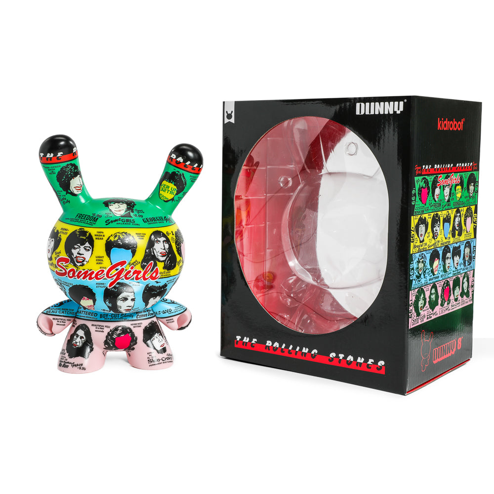 8-inch Dunny figure featuring The Rolling Stones Some Girls album art, showcasing vibrant design and limited edition details.