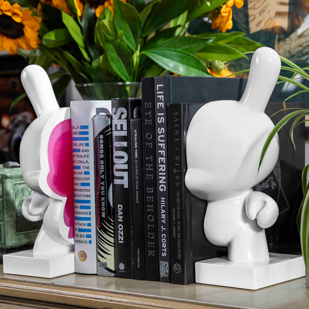 Dunny 10" Lustre Gloss White and Pink Resin Bookends (PRE-ORDER) - Kidrobot