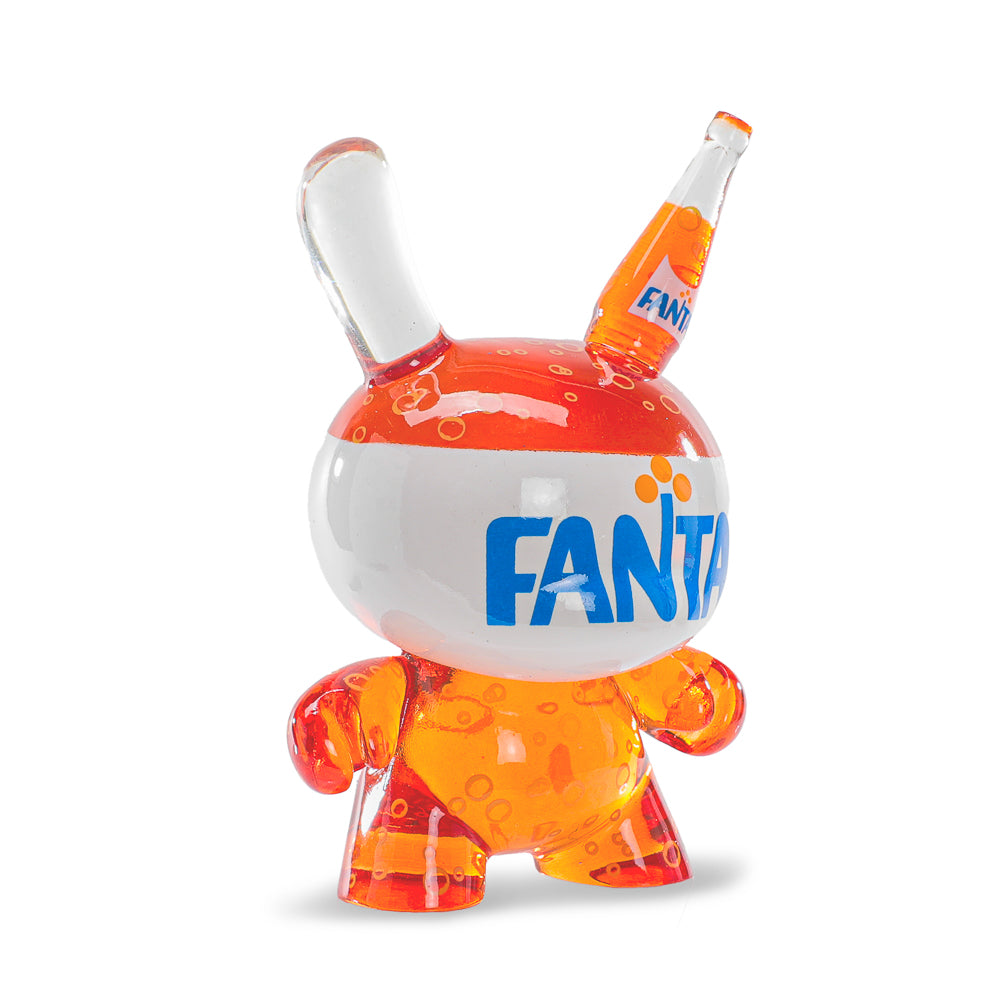 Kidrobot and Coca-Cola Fanta 3-inch orange resin Dunny art figure with detailed orange design and playful character shape.