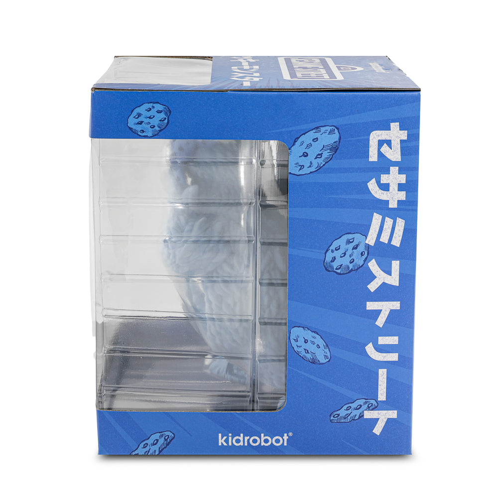 Sesame Street Kaiju Anatomy Cookie Monster 8-inch flocked vinyl art figure in blue pearl edition, limited to 200 pieces.