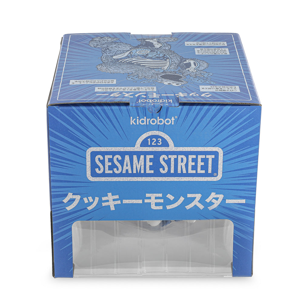 Sesame Street Kaiju Anatomy Cookie Monster 8-inch flocked vinyl art figure in blue pearl edition, limited edition collectible.
