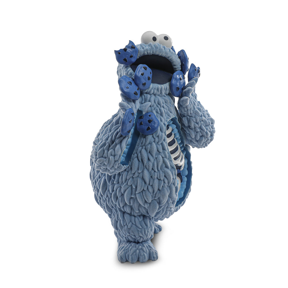 Sesame Street Kaiju Anatomy Cookie Monster 8-inch flocked vinyl art figure in blue pearl edition, limited to 200 pieces.