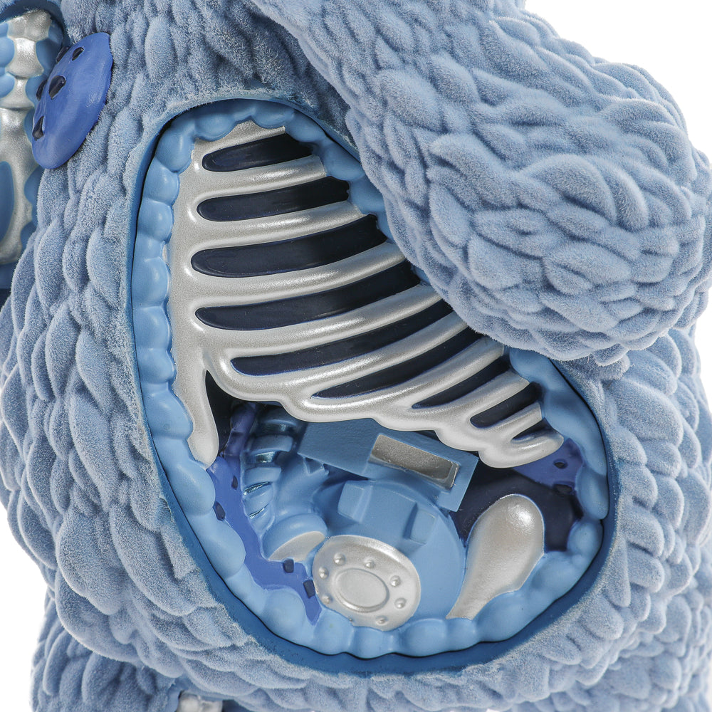 Sesame Street Kaiju Anatomy Cookie Monster 8-inch blue flocked vinyl art figure, limited edition collectible with detailed design.