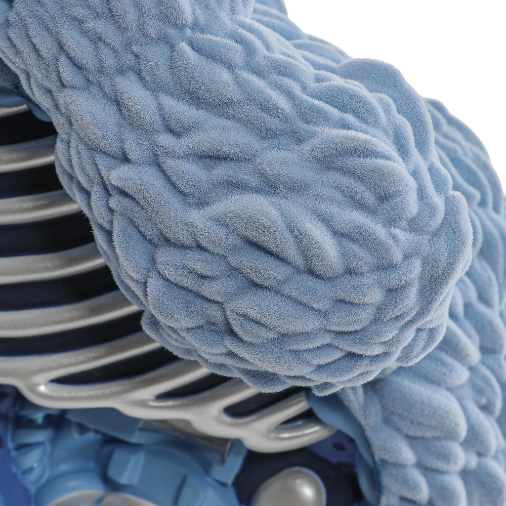 Sesame Street Kaiju Anatomy Cookie Monster 8-inch flocked vinyl art figure in blue pearl edition, limited to 200 pieces.