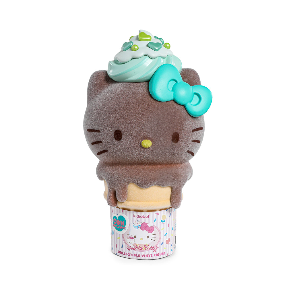 2025 CON EXCLUSIVE: Hello Kitty® Ice Cream Cone 6” Vinyl Art Figure – Flocked Chocolate with Mint Edition (Limited Edition of 500) - Kidrobot