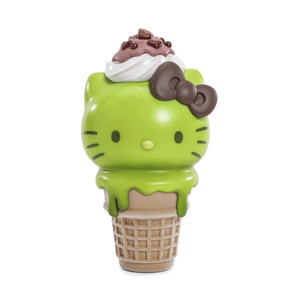 2025 CON EXCLUSIVE: Hello Kitty® Ice Cream Cone 6” Vinyl Art Figure – Glow-in-the-Dark Matcha with Chocolate Edition (Limited Edition of 500) - Kidrobot