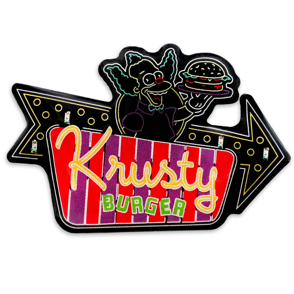 The Simpsons SDCC 2024 neon signs light-up pins and lanyard set, limited edition, featuring colorful neon design and character details.