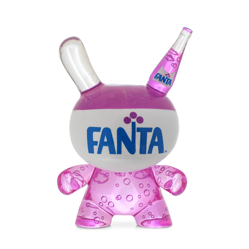 Set of four Kidrobot Coca-Cola Fanta 3-inch resin Dunny art figures featuring colorful, playful designs in a collectible 4-pack.