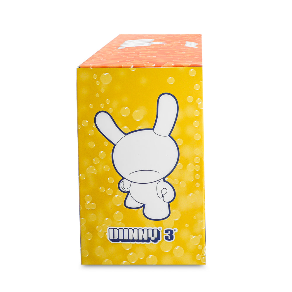 Set of four Kidrobot Coca-Cola Fanta 3-inch resin Dunny art figures in vibrant, collectible cartoon-style designs.
