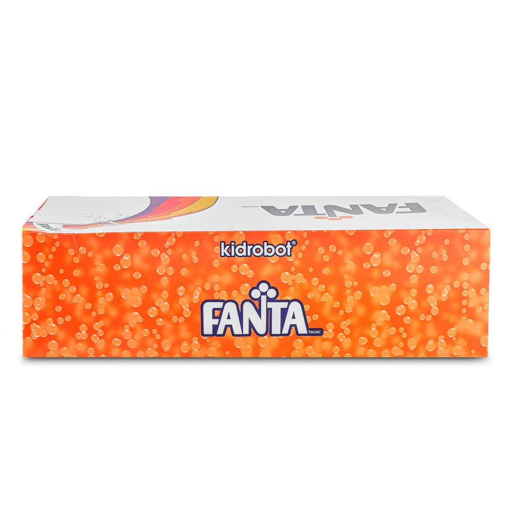 Set of four Kidrobot Coca-Cola Fanta 3-inch resin Dunny art figures in vibrant, collectible toy design.