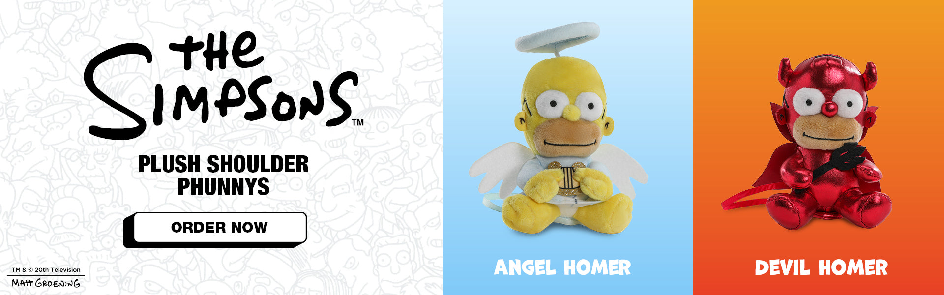 The Simpsons - Homer Angel and Homer Devil Plush Shoulder Phunny 2-Pack Bundle on Kidrobot.com