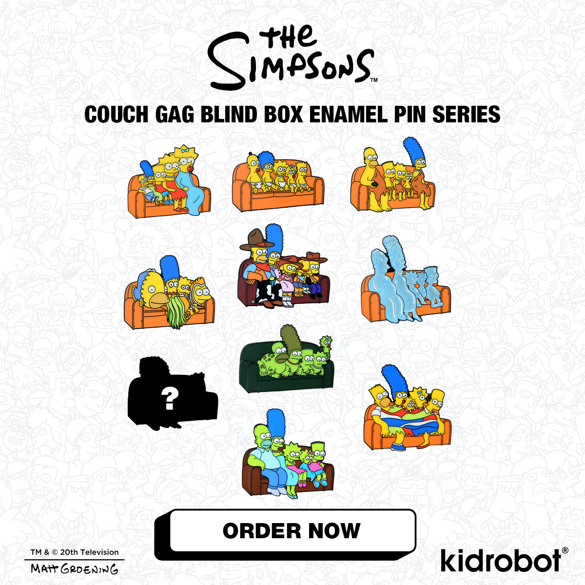 The Simpsons - Couch Gag Blind Box Enamel Pin Series on Kidrobot.com