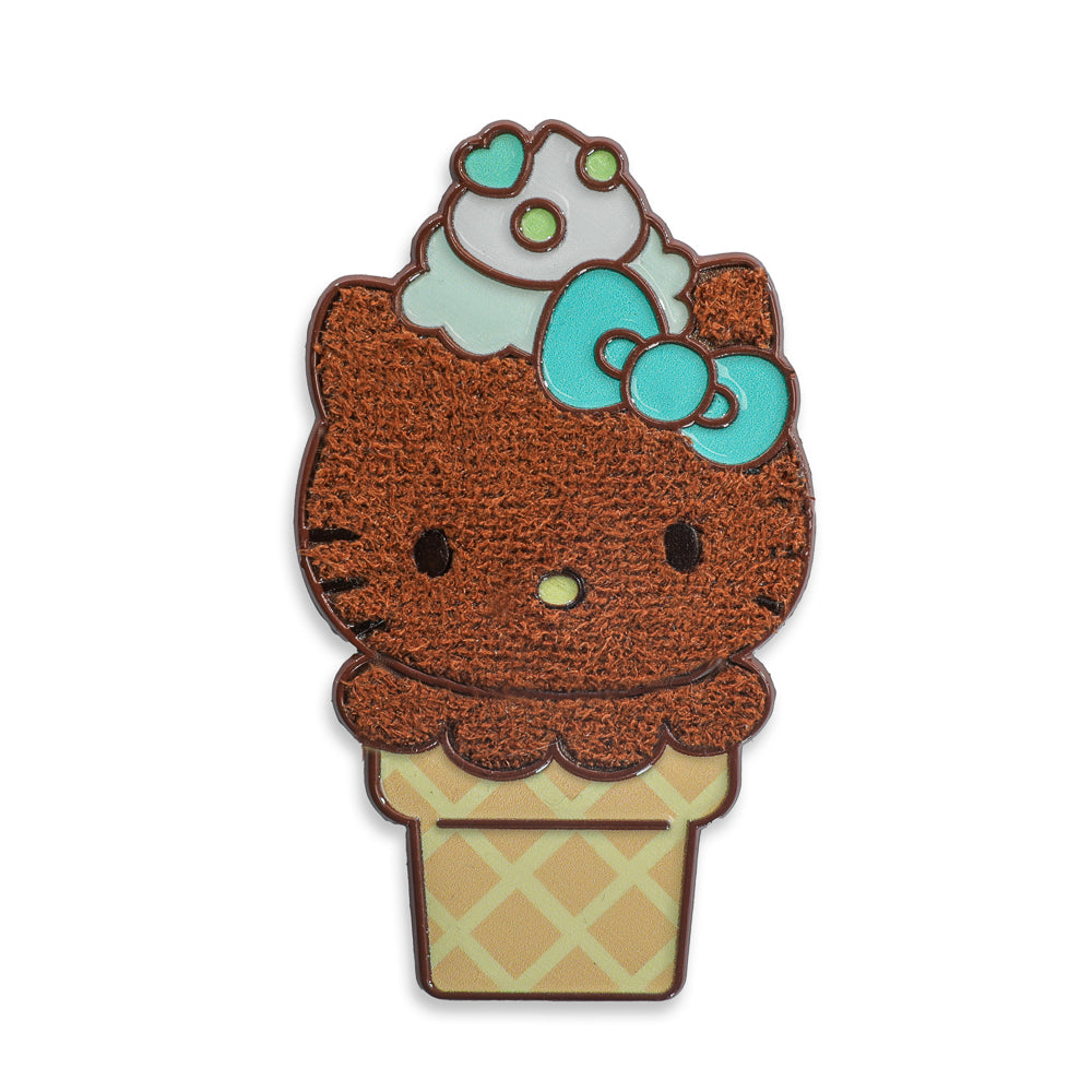 2025 CON EXCLUSIVE: Hello Kitty® Ice Cream Cone Pin - Flocked Chocolate with Mint Edition (Limited Edition of 300) - Kidrobot