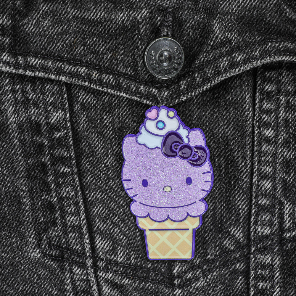 Hello Kitty® Ice Cream Cone Pin - Glitter Ube Edition - Kidrobot.com Exclusive (Limited Edition of 300) - Kidrobot