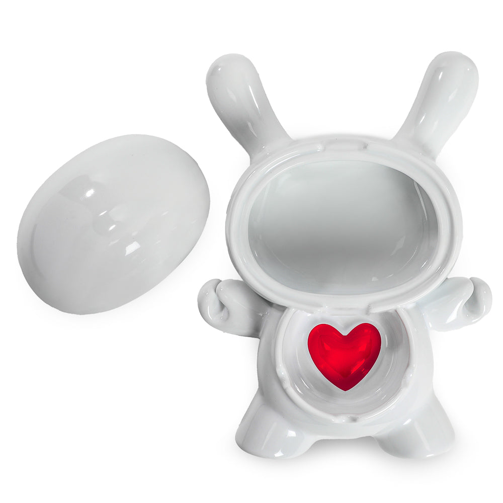 OVERHEAD VIEW WITH COVER OFF - L.I.E. (LOVE ISN’T EASY) Dunny Ceramic Ashtray: PURE Edition - Kidrobot