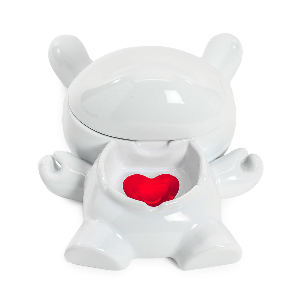 ANGLED OVERHEAD VIEW - L.I.E. (LOVE ISN’T EASY) Dunny Ceramic Ashtray: PURE Edition - Kidrobot