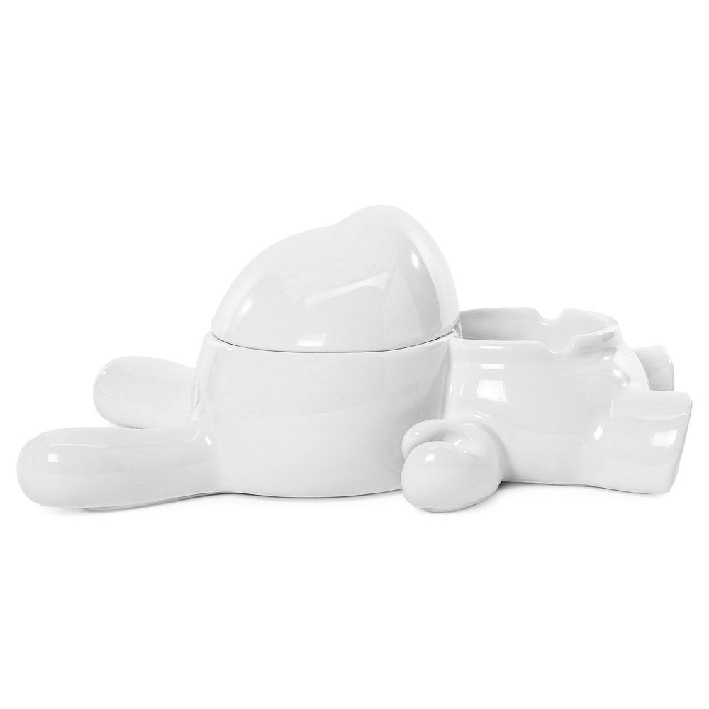 SIDE VIEW - L.I.E. (LOVE ISN’T EASY) Dunny Ceramic Ashtray: PURE Edition - Kidrobot