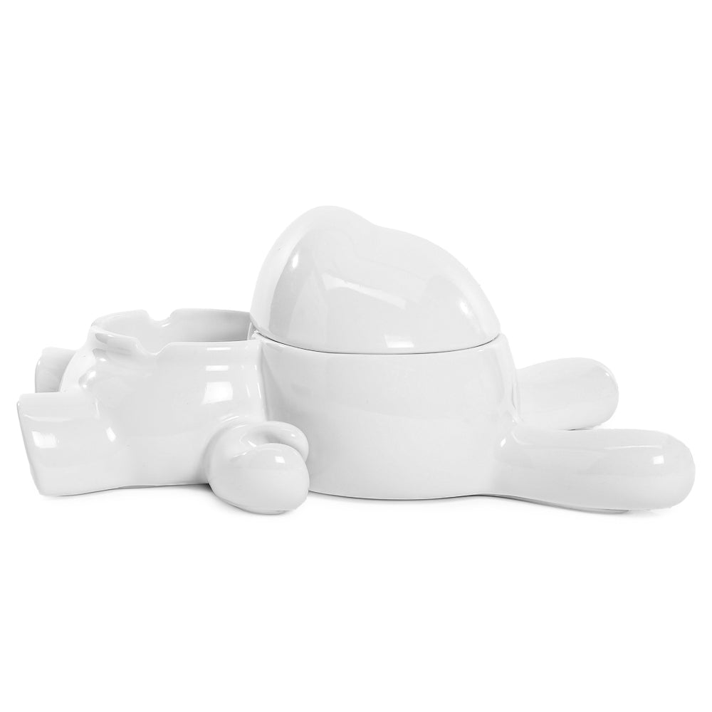 SIDE VIEW - L.I.E. (LOVE ISN’T EASY) Dunny Ceramic Ashtray: PURE Edition - Kidrobot