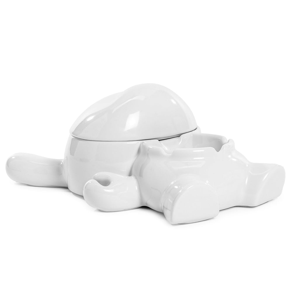 ANGLED VIEW LAYING FLAT - L.I.E. (LOVE ISN’T EASY) Dunny Ceramic Ashtray: PURE Edition - Kidrobot